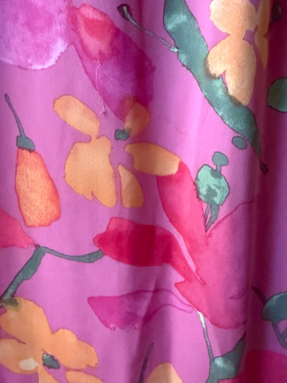 Sigrid Olsen Pink Floral Maxi Skirt with Orange Accents - Picture 2 of 3